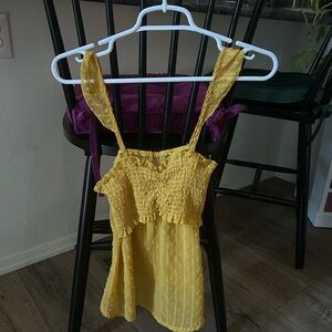 Mustard Yellow Smocked Women's Tank Top